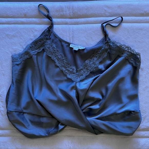 And NOW This crop to cami gray sleeveless with a pleat design on the front XL - Picture 5 of 16